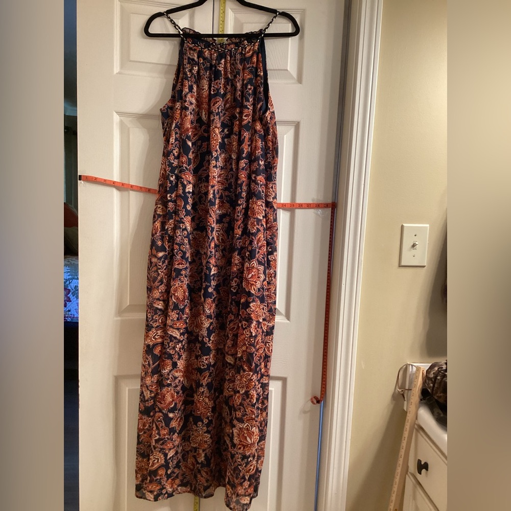 Xhilaration Navy and Orange Patterned Dress